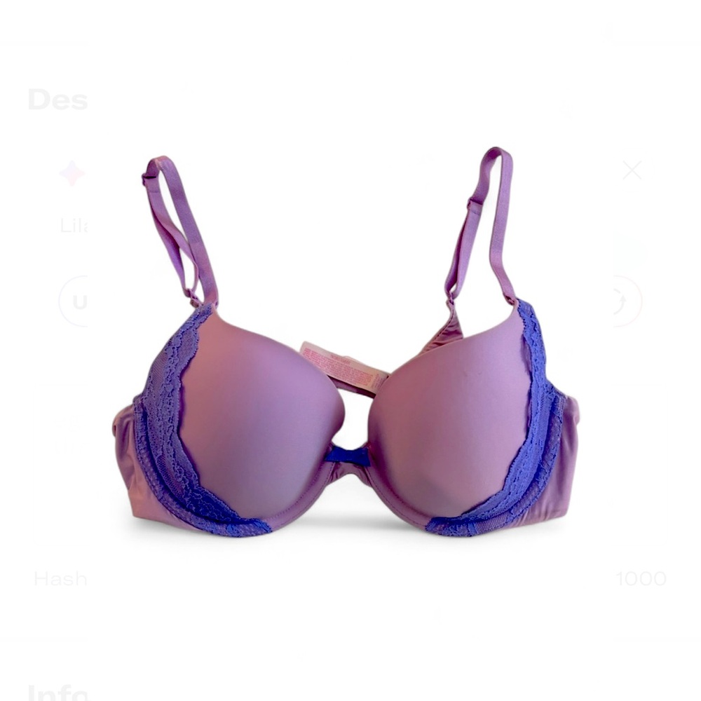 Victoria Secret Lace Scalloped Trim Sexy Lavender Periwinkle Blue Purple Bra